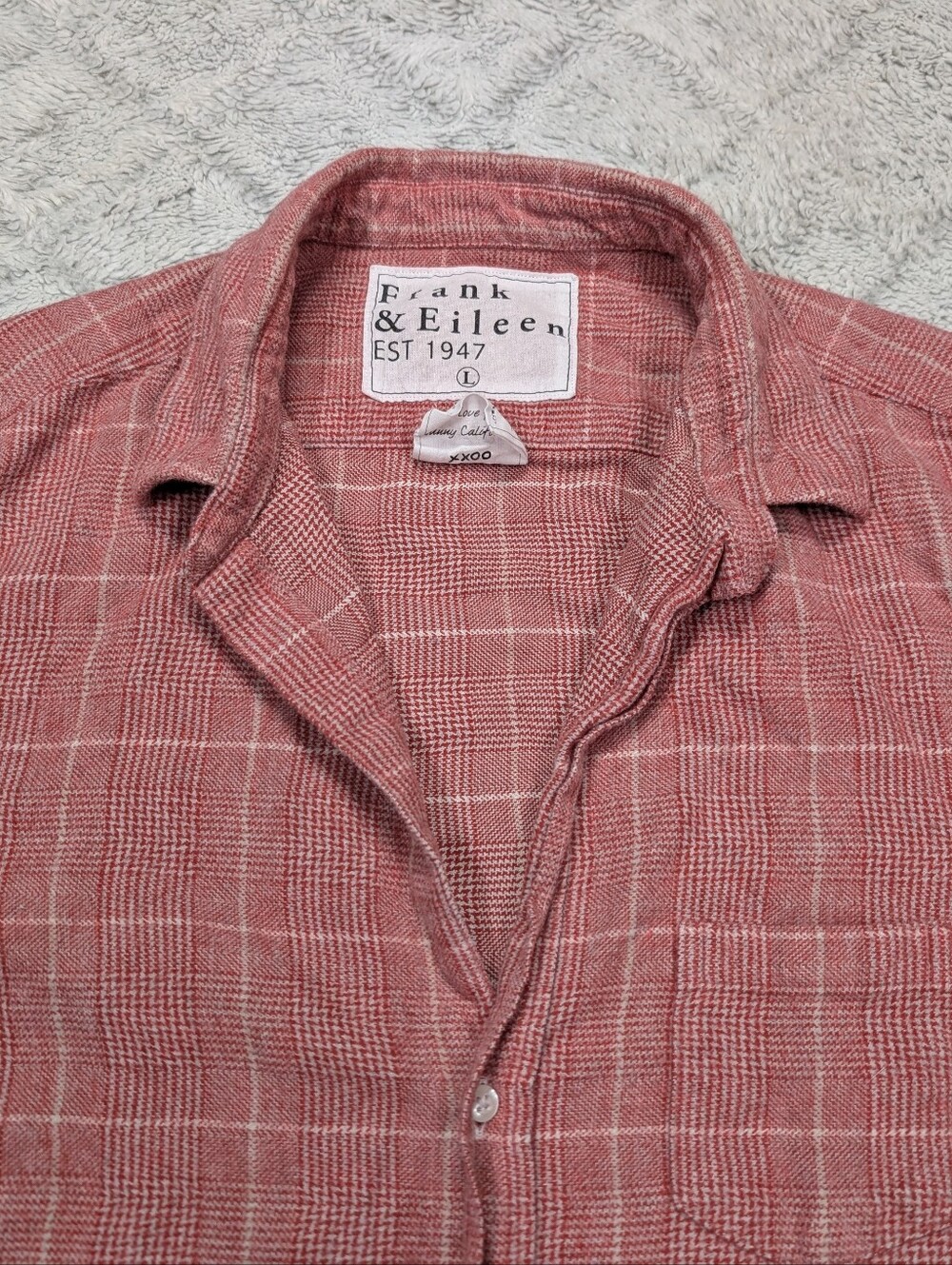Frank & Eileen Shirt Womens L Red Plaid Eileen Relaxed Button Up Italian Flannel - Picture 2 of 7
